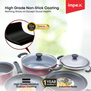 IMPEX Induction Bottom Non-Stick Coated Cookware Set | 7 pcs | KUK 5