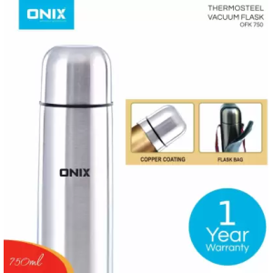 Onix Stainless Steel Vacuum Bullet Flask  | 750 ml | Silver Steel | OFK-750