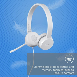 Lenovo 110 Wired On Ear Headphones with Mic | White