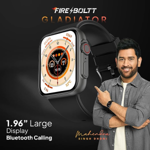 Fire-Boltt Gladiator 1.96" Biggest Display Smart Watch with Bluetooth Calling | Black