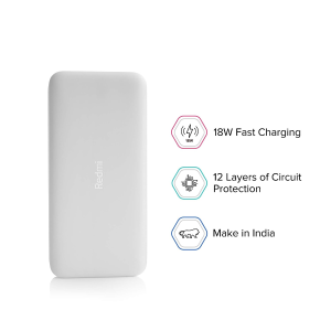 Redmi 20000mAh Power Bank USB Type C Micro USB Ports | 18W Fast Charging | White