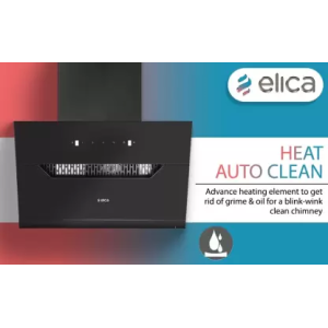 Elica |  EFL 207 HAC LTW VMS 90 Auto Clean Slant Glass 60 cm | Heat Autoclean | Filterless Powerful Suction | Low Noise Wall Mounted Chimney | Black