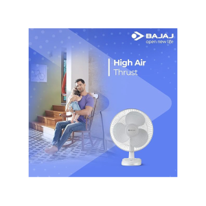 BAJAJ Esteem Table Fan | 400 mm | 3 Blade | White