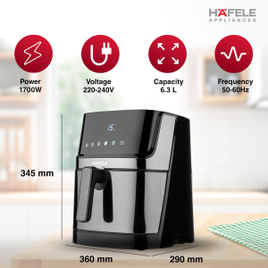 Hafele Noil Digital Air Fryer | 6.3 L Capacity | 1700W  | Black