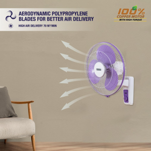 Usha Maxx Air High Speed Wall Fan | 400MM | Purple and White