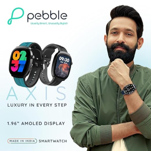 Pebble Axis BT Calling Smartwatch | 1.96 Inch | Amoled Display | Jet Black | PFB403