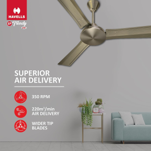 HAVELLS EP Trendy Ceiling Fan | 1200 mm | 3 Blade | 1 Star | Antique Brass