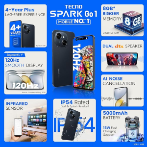 TECNO Spark GO 1 | 4GB  | 64 GB | Startrail Black