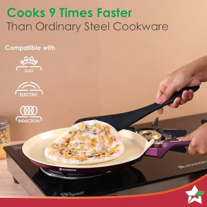 Wonderchef Bellagio Dosa Tawa | 28 cm | Non-Stick Ceramic Coating | Non-Toxic | Pure Aluminium | Purple