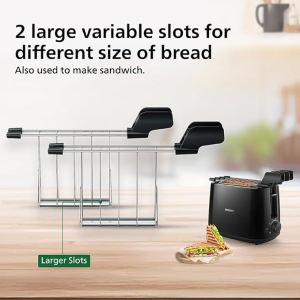 Philips Daily Collection 2 Slice Pop Up Toaster | Integrated Bun Rack | 600 W | Black | HD2583/90