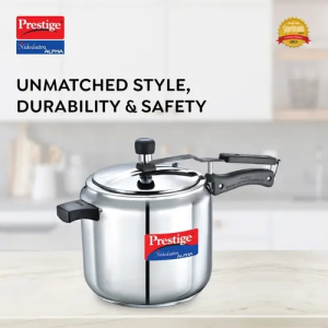 Prestige Nakshatra Alpha Pressure Cooker | 7 L | Stainless Steel Gas and Induction Compatible | Silver