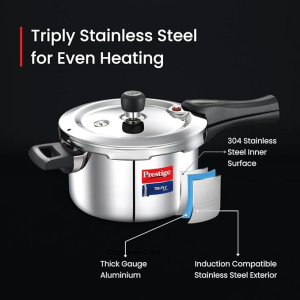 Prestige Svachh Triply  Pressure Cooker | 5 L |  Silver | 20703