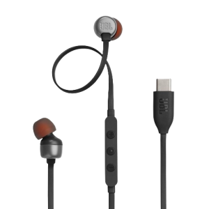 JBL Tune 310C Wired In Ear Earphones |  Hi-Res Audio with Digital-to-Analog Converter | 3 Button EQ | Black | JBLT310CBLK