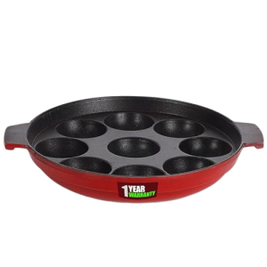 BlueBerry's |  Paniyarakkal Maker  Nonstick | 850 Gram | 9 Cavity | Red