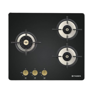 Faber Maxus HT603 CRS BR CI AI Glass Automatic Hob | 3 Burners | Black