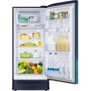 SAMSUNG 198 L Direct Cool Single Door 5 Star Refrigerator with Base Drawer | RR21T2H2W9U/HL | Paradise Blue