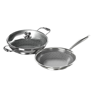 IMPEX | Serene | Triply stainless steel Honeycomp | 2Pcs set kadai Pan And Fry Pan | Induction Bottom Cookware Set