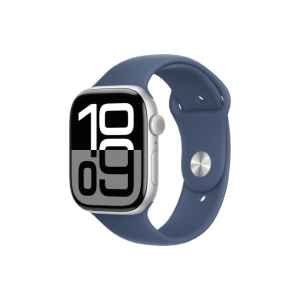 Apple Watch Series 10 | GPS | Cellular | 46mm | M/L |  Silver Aluminium Case With Sport Band | Denim Strap | MWY13HN/A