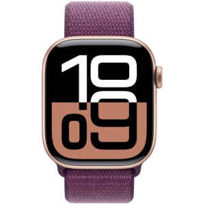 Apple Watch Series 10 | GPS | 42mm | Rose Gold Aluminium with Plum Sport Loop | Plum Strap