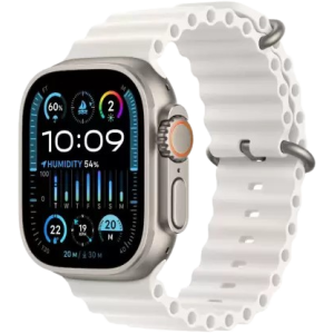 Apple Watch Ultra 2 | GPS + Cellular 49mm Titanium Case with White Ocean Band  | White Ocean Strap