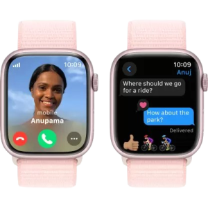 Apple Watch Series 9 | GPS 45mm Pink Aluminium Case with Light Pink Sport Loop  | Pink Strap